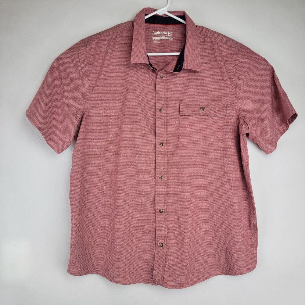 Avalanche Outdoor Supply Mens Size XL Red Button Up Poly Spandex Short Sleeve Sh